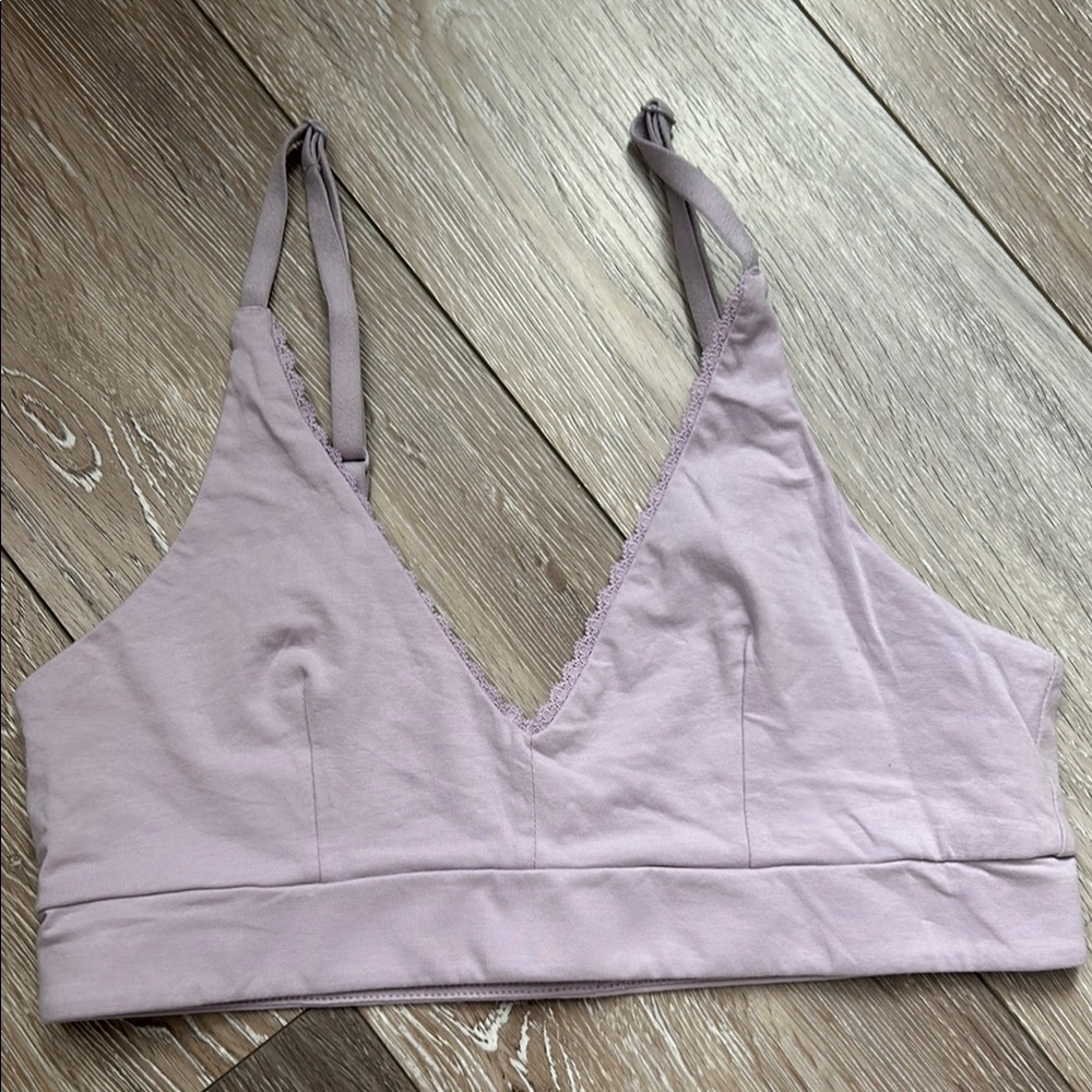 Pact Purple Bralette with Adjustable Straps and Deep V-Neckline